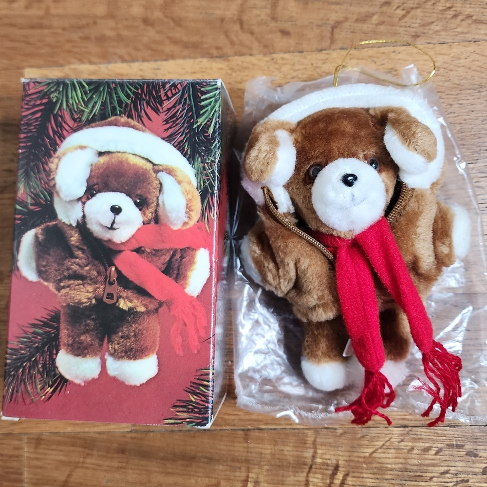 Vintage Avon 1984 Plush Puppy Christmas Ornament